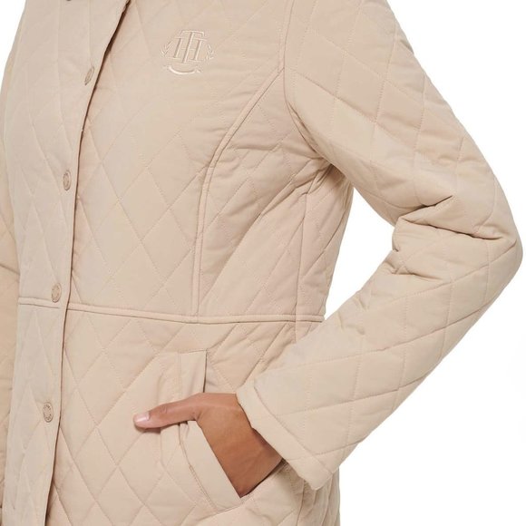 NWoT Tommy Hilfiger Womens Diamond Quilted Winter Coat Size M Tan $180 8D113 - Picture 4 of 5